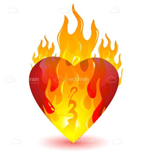 Red Heart Burning in Flames